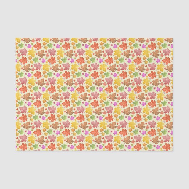 Papier Mousseline Feuilles d'automne peintes Motif de feuilles d'éra (Recto)