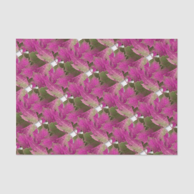 Papier Mousseline Feuilles d'automne roses (Recto)