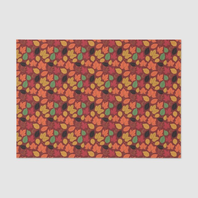 Papier Mousseline Feuilles d'automne vibrantes Motif multicolores (Recto)