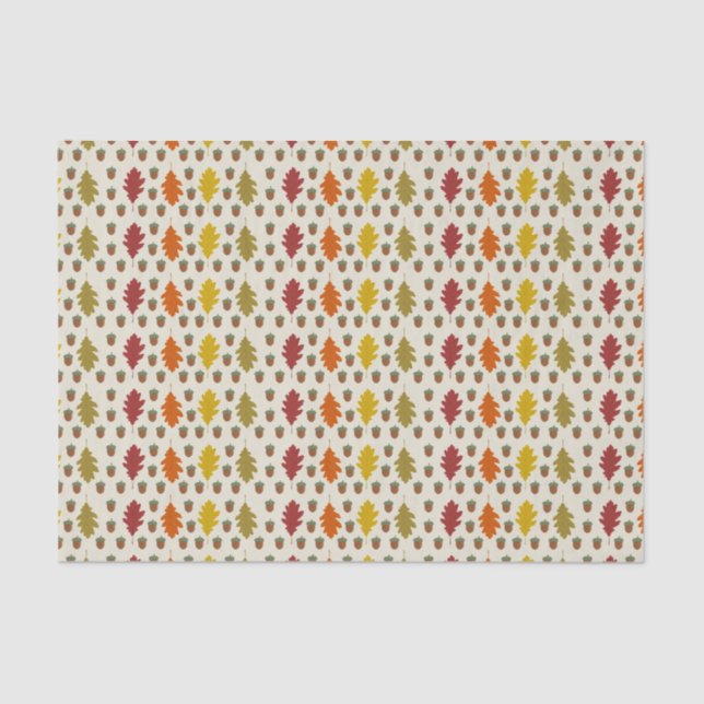 Papier Mousseline Feuilles de chêne et Acorns Automne Mariage d'auto (Recto)