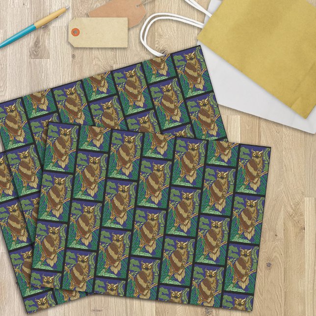 Papier Mousseline Feuilles de la forêt de Owl Green (Créateur téléchargé)