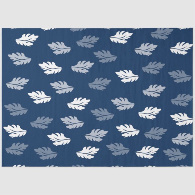 Papier Mousseline Feuilles de la marine Blue Antique Motif (Recto)