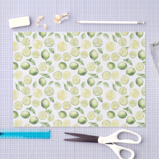 Papier Mousseline Feuilles de Limes Vertes Fruit (Artisanat)