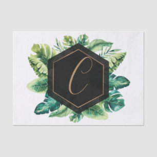 Papier Mousseline Feuilles de Palmier Or Blanc Élégant Été Tropical