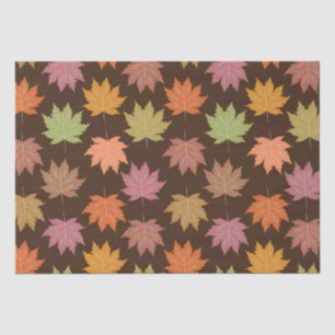 Papier Mousseline Feuilles d'érable automnales colorées sur fond bru