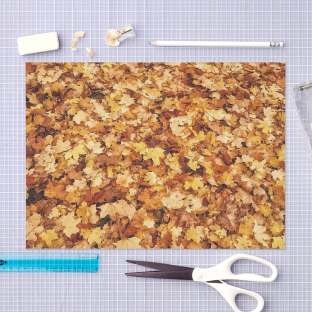 Papier Mousseline Feuilles d'érable jaune or (Artisanat)