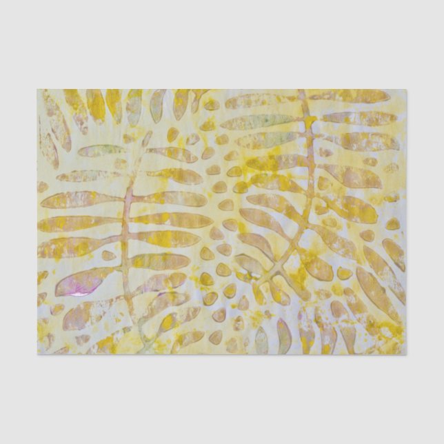 Papier Mousseline Feuilles dorés Gelli (Recto)