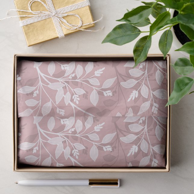 Papier Mousseline Feuilles errantes Blush botanique élégant (Cadeau)