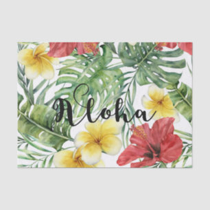 Papier Mousseline Feuilles et Fleurs de Botanique Tropicale Floral A