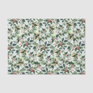 Papier Mousseline Feuilles et fraises d'hiver variés Noël