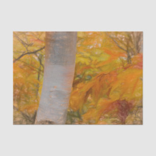 Papier Mousseline Feuilles Jaunes d'Automne Dessin à Main Forêt Arbr