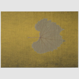 Papier Mousseline Feuilles séchées grises sur moutarde vintage en dé