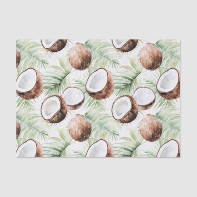 Papier Mousseline Feuilles Tropicales Coconuts Mariage (Recto)