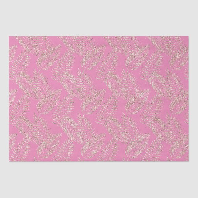 Papier Mousseline Feuilles tropicaux de la Parties scintillant rose  (Recto)