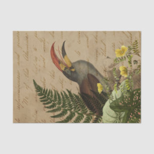 Papier Mousseline Feuilles tropicaux et Ephémère Toucan