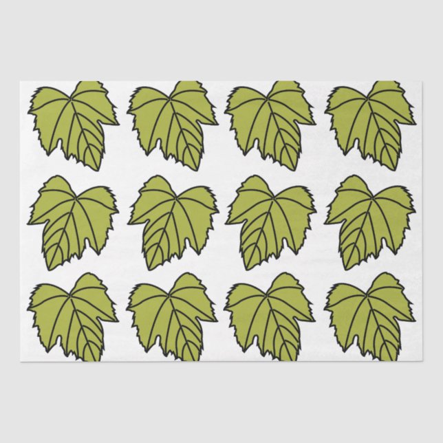 Papier Mousseline Feuilles Vertes de Vigne de Raisin (Recto)