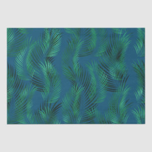 Papier Mousseline Feuilles verts bleus tropicaux