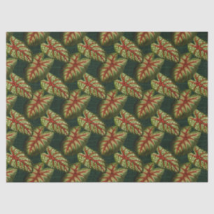 Papier Mousseline Feuilles verts sur la Découpage vert foncé