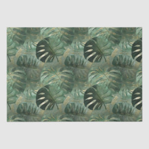 Papier Mousseline Feuilles verts tropicaux