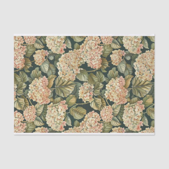 Papier Mousseline Feuilleté vert rose pâle Hydrangea Motif d'art no  (Recto)