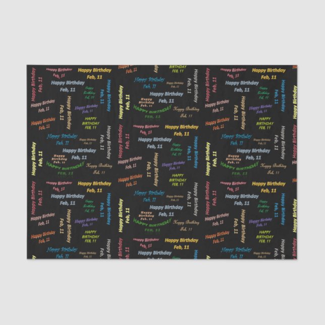 Papier Mousseline Février, 11 Anniversaire Tissue Paper (Recto)