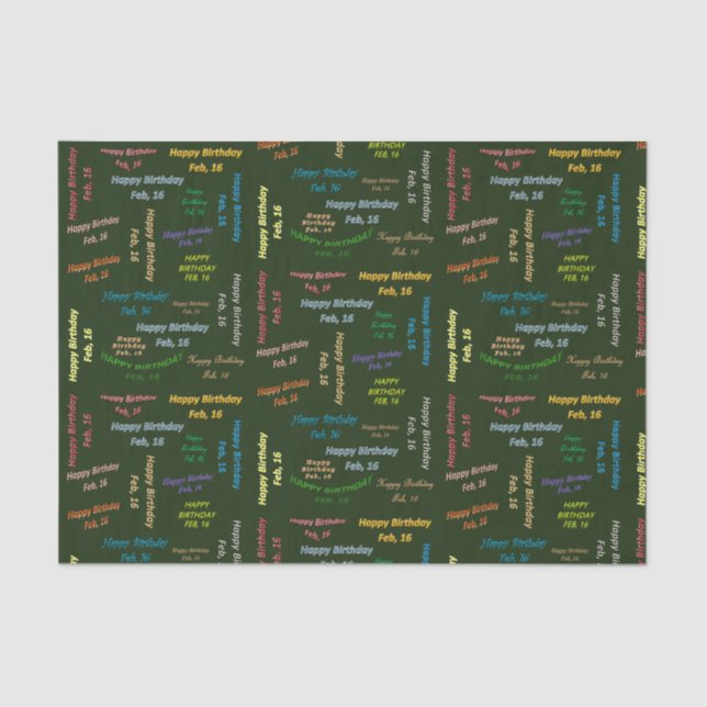 Papier Mousseline Février, 16 Anniversaire Tissue Paper (Recto)