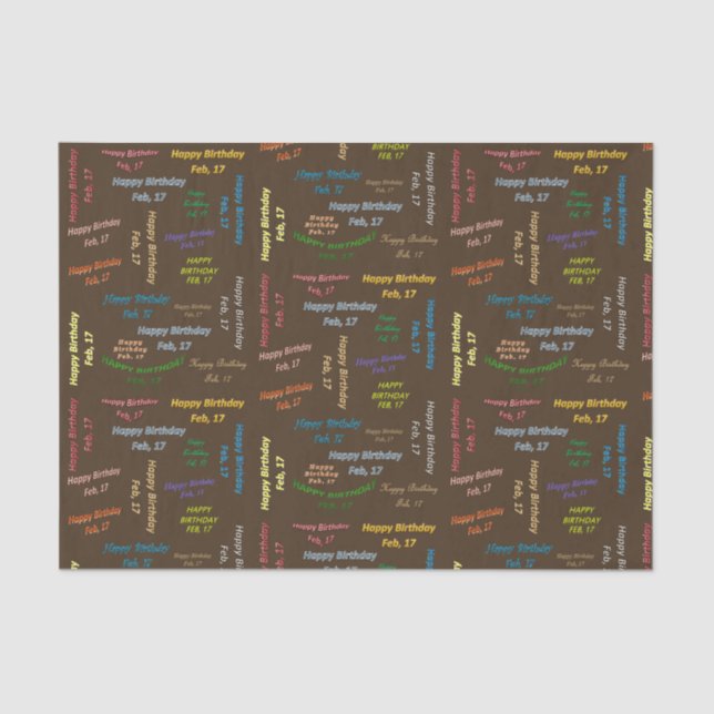 Papier Mousseline Février, 17 Anniversaire Tissue Paper (Recto)