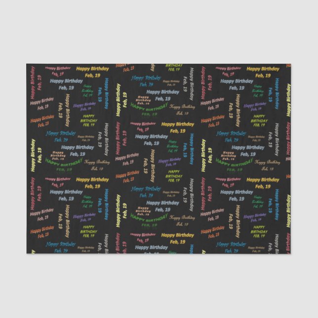 Papier Mousseline Février, 19 Anniversaire Tissue Paper (Recto)