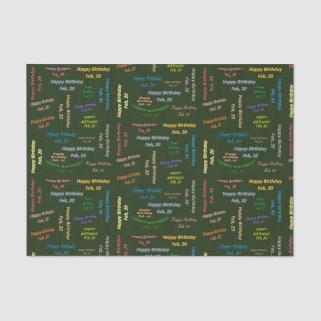 Papier Mousseline Février, 20 Anniversaire Tissue Paper (Recto)