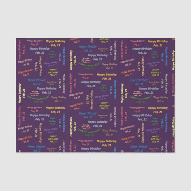 Papier Mousseline Février, 21 Anniversaire Tissue Paper (Recto)