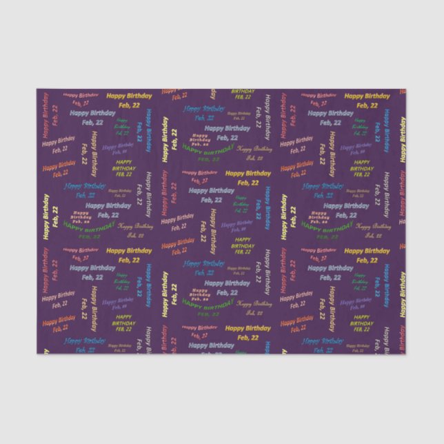 Papier Mousseline Février, 22 Anniversaire Tissue Paper (Recto)