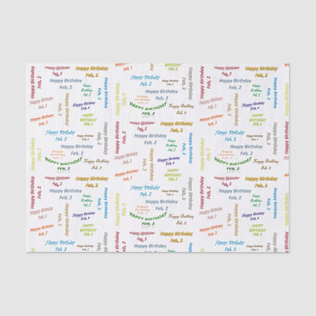 Papier Mousseline Février 2 Anniversaire Tissue Paper (Recto)