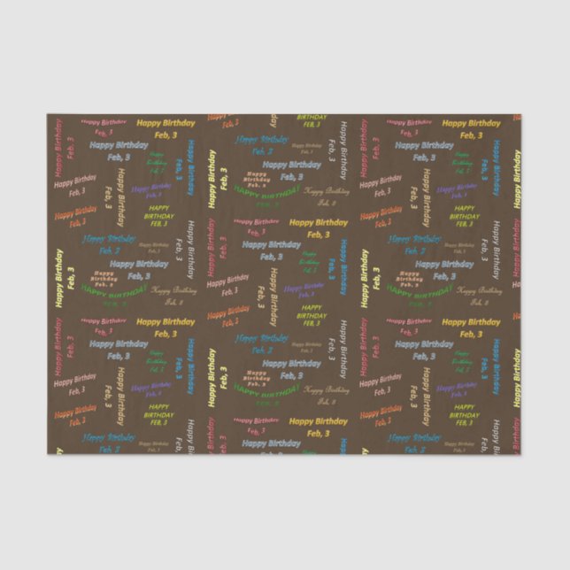 Papier Mousseline Février 3 Anniversaire Tissue Paper (Recto)