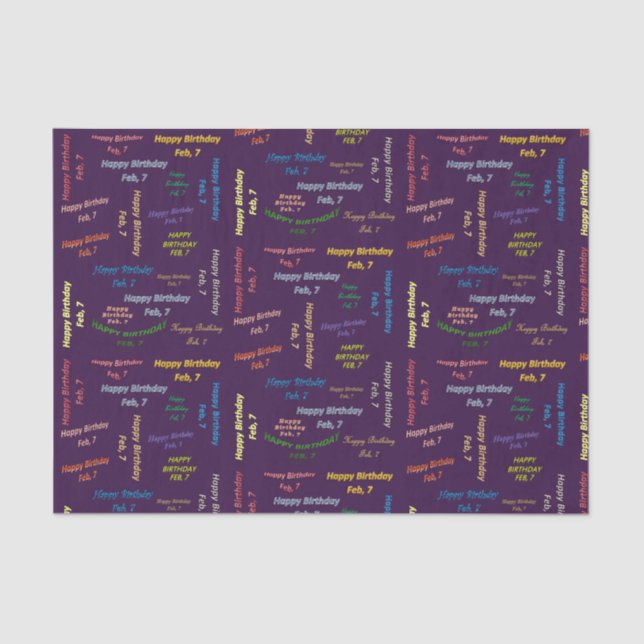 Papier Mousseline Février 7 Anniversaire Tissue Paper (Recto)