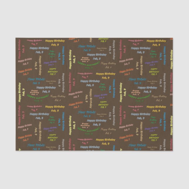 Papier Mousseline Février 9 Anniversaire Tissue Paper (Recto)