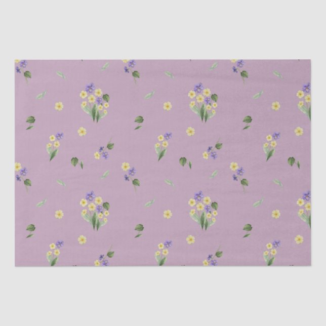 Papier Mousseline Février Mois de naissance Fleurs Primrose Violet (Recto)