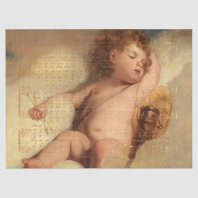 Papier Mousseline Fiche de musique de fête avec Cherub (Recto)