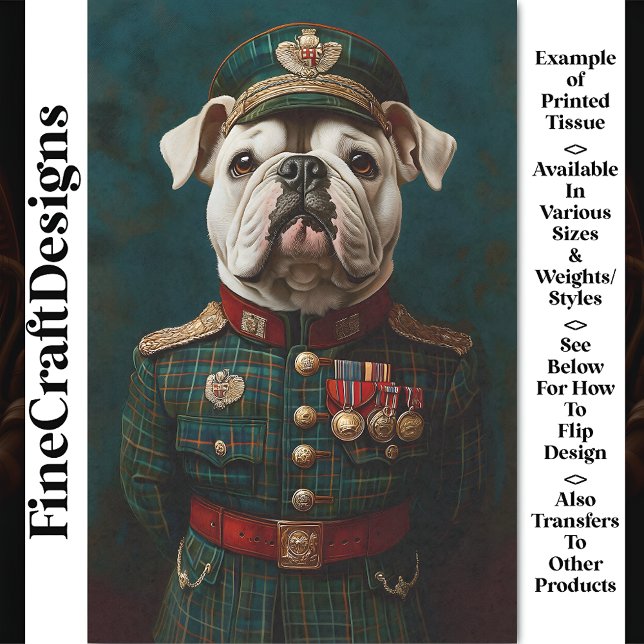 Papier Mousseline Fier Bouledogue, Uniforme Militaire CF2 Découpage (Créateur téléchargé)