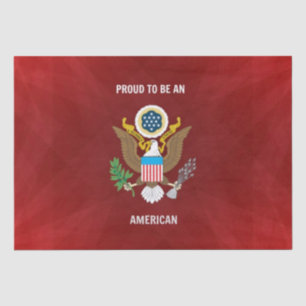 Papier Mousseline "Fier d'être un Américain", rouge, blanc et bleu,