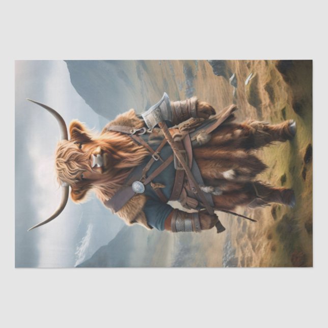 Papier Mousseline Fierce Highland Warrior : Le Courageux Vache Vikin (Recto)