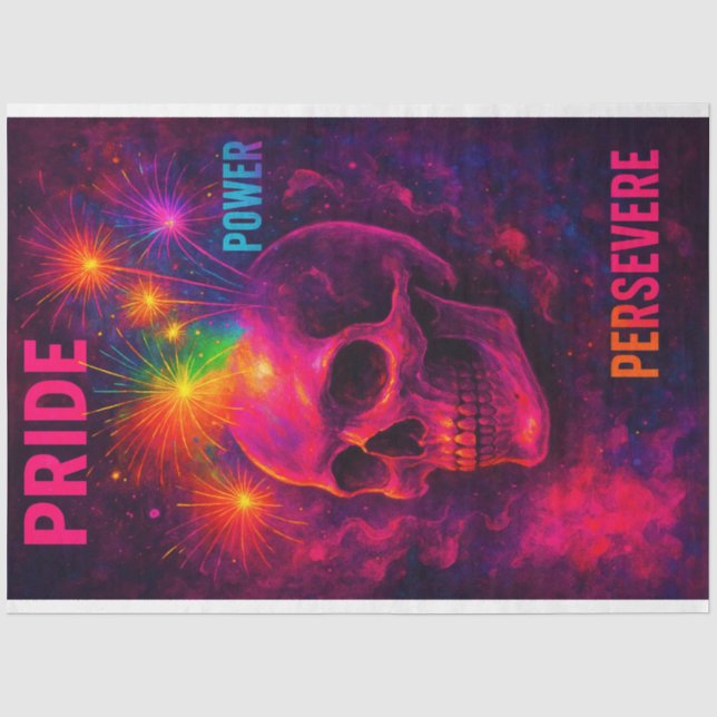 Papier Mousseline Fierté du crâne néon, puissance, persévérance Déco (Recto)