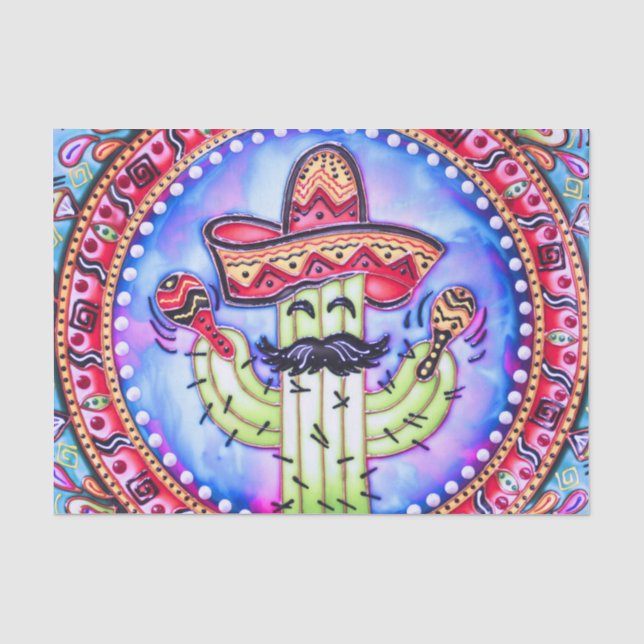 Papier Mousseline Fiesta Cinco de Mayo Découpage bleu rouge (Recto)