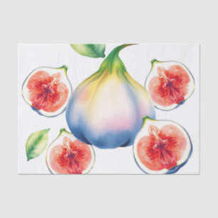 Papier Mousseline Fig d'aquarelle fraîche avec blanc doux