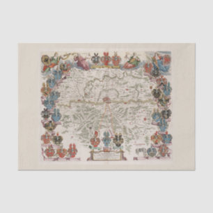 Papier Mousseline Figures et carte de Vieux Monde vintages colorées