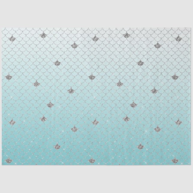 Papier Mousseline Fille Aqua Parties scintillant Argent Étincelle Si (Recto)