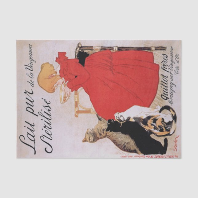 Papier Mousseline Fille avec chats, Alexandre Steinlen (Recto)