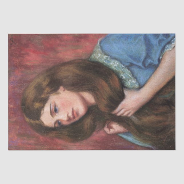 Papier Mousseline Fille avec de beaux longs cheveux Brown (Recto)