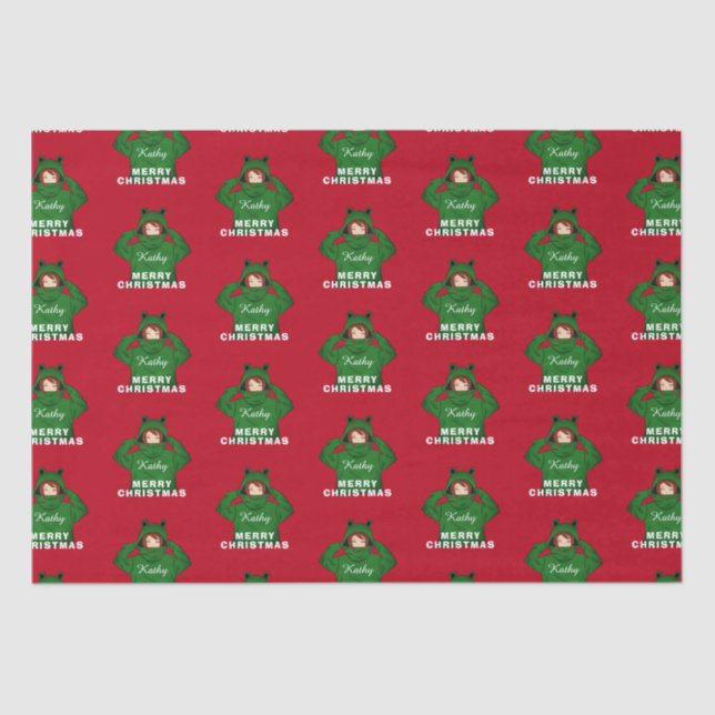 Papier Mousseline Fille avec grenouille verte Hoody Dessin Noël (Recto)