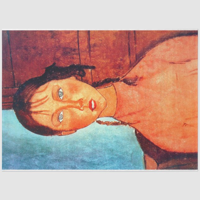 Papier Mousseline Fille avec Pigtails, Modigliani (Recto)