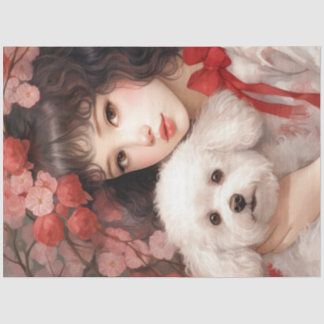 Papier Mousseline Fille avec un mignon papier de tissus de chien